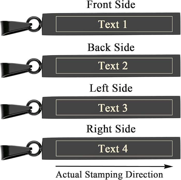 Jovivi Personalized Custom Name Men Women 4 Sided Vertical Bar Pendant Necklace Engraved Words Stainless Steel Nameplate Necklace for Mothers Day/Valentines Day Gifts