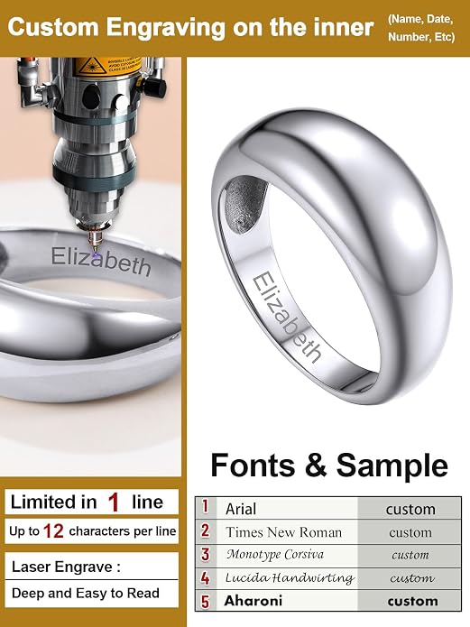 GOLDCHIC JEWELRY Chunky Dome Ring for Women, Stainless Steel Bold Stacking Croissant Statement Ring For Men (Size 7-12, Custom)