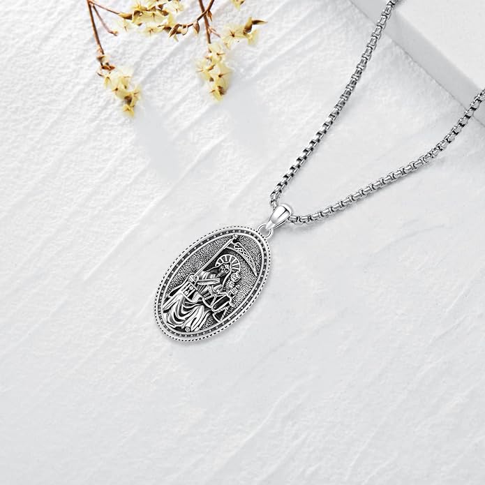 Pentagram Necklace Sterling Silver Triple Moon Goddess/Celtic Knot Witches Knot/Ankh/Sun and Moon/Hecate/Lilith/Santa Muerte/Tetragrammaton Pendant Necklace Pagan Wiccan Magic Egyptian Amulet Jewelry for Women Men