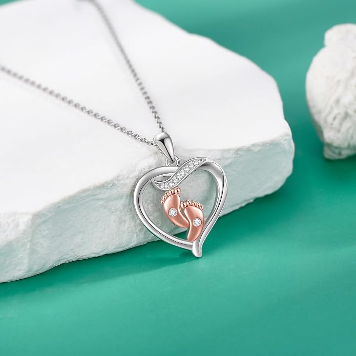 Mother Necklaces Sterling Silver Mom/Mommy of an Angel/Mom Thor Hammer/Heart Footprint Pendant Birthday Mothers Day Jewelry for Women