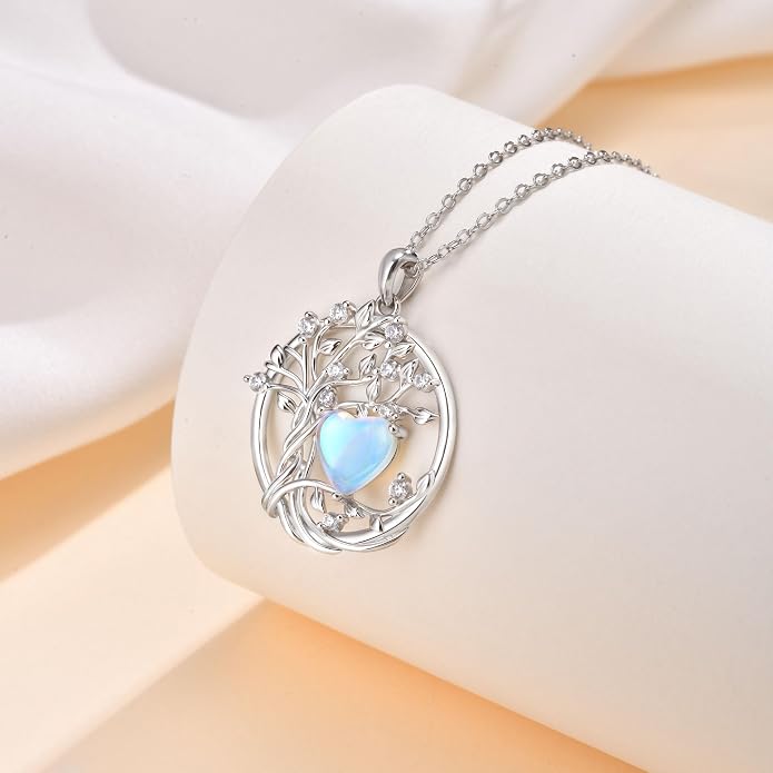925 Sterling Silver Moonstone Necklace New Beginnings, Graduation Gifts, Created Moonstone Jewelry June Birthstone Necklace for Women, Inspirational Birthday Graduation Gifts for Friend Sister Daughter Mom
