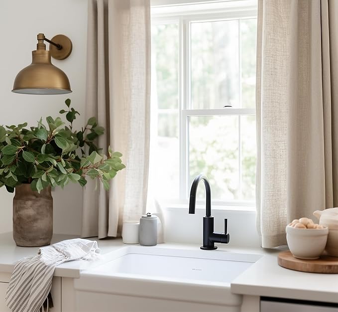YoungsTex Linen Semi Sheer Curtains 45 Inch Length 2 Panels with Grommet | Short Light Filtering Drapes Natural Textured for Bedroom Bathroom Window, 2 Panels, 42 X 45 Inch