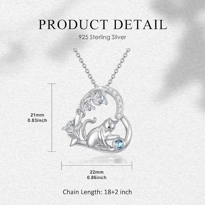 PELOVNY Teddy Bear Necklace for Women 925 Sterling Silver Bear/Highland Cow/Fox/Cat/Axolotl Birthstone Necklace Christmas Birthday Jewelry Gifts for Mom Daughter Wife Sister