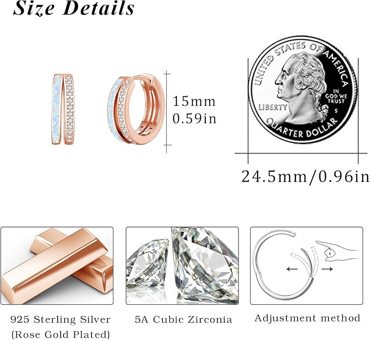 MEDWISE Mothers Day Gifts for Mom Multi Colored Opal Hoop Earrings for Women 925 Sterling Silver Huggie Hoop Earrings Jewelry Gift for Women Daughter Wife Mom Friends