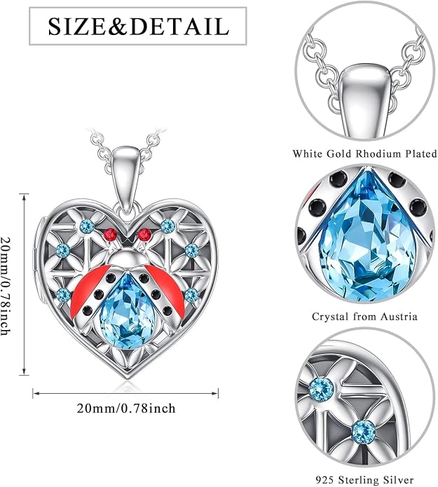 Dorunmo Personalized Locket Necklace 925 Sterling Silver that Holds Pictures Butterfly Birthstone Photo Heart Locket Custom Jewelry Congratulations New Beginnings New Job Gifts for Women