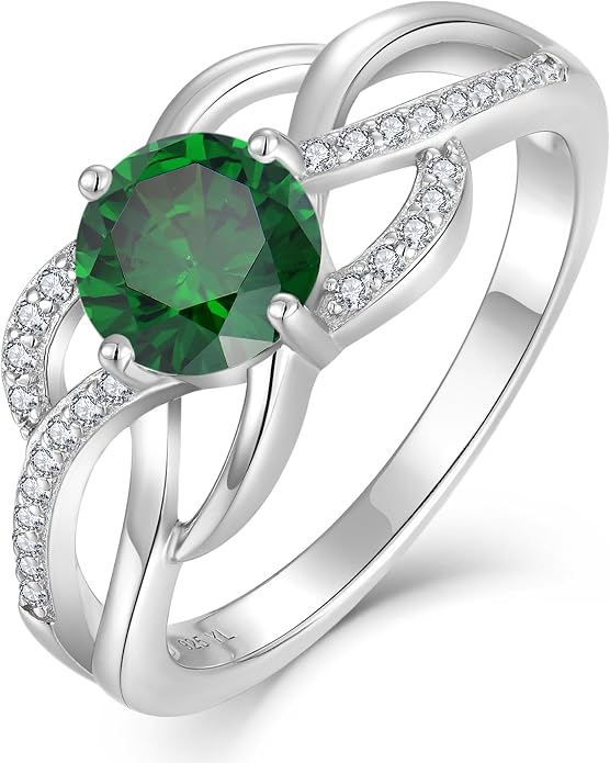 YL Celtic Knot Rings 925 Sterling Silver Twisted Ring Cubic Zirconia Infinity Statement Jewelry for Women