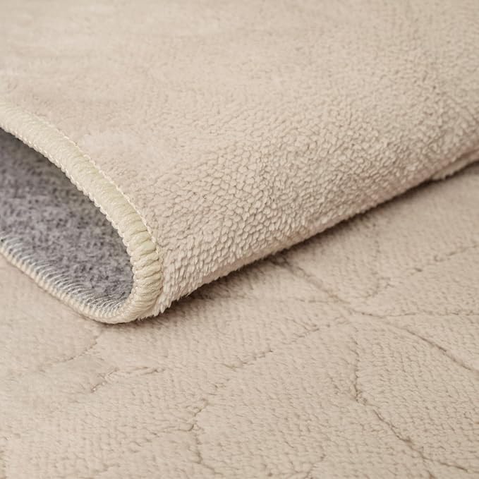 GENIMO Soft Washable Area Rugs 6x9, 3D Modern Floral Rugs for Living Room, High-Low Pile Textured Non Slip Fuzzy Shag Carpet, Non-Shedding Stain Resistant Thin Beige Rugs for Bedroom, Dining Room