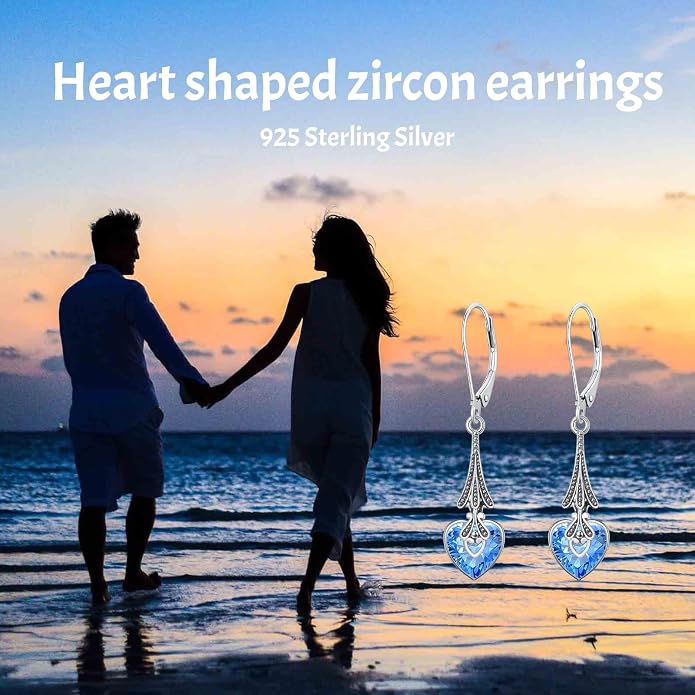 PELOVNY 925 Sterling Silver Filigree Dangle Earrings Hypoallergenic Abalone/Cubic Zirconia/Moonstone Earrings Vintage Jewelry Christmas Birthday Gifts for Women Mom Her