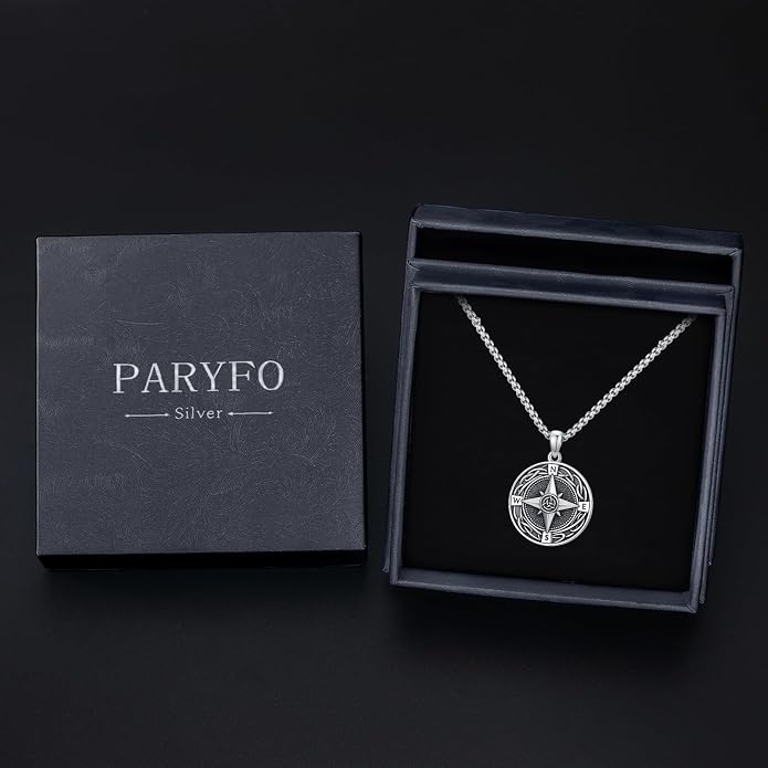 Compass Necklace for Women Graduation Gifts 925 Sterling Silver Celtic Knot Compass Pendant Graduation Jewelry Inspirational Travel Gifts for Women