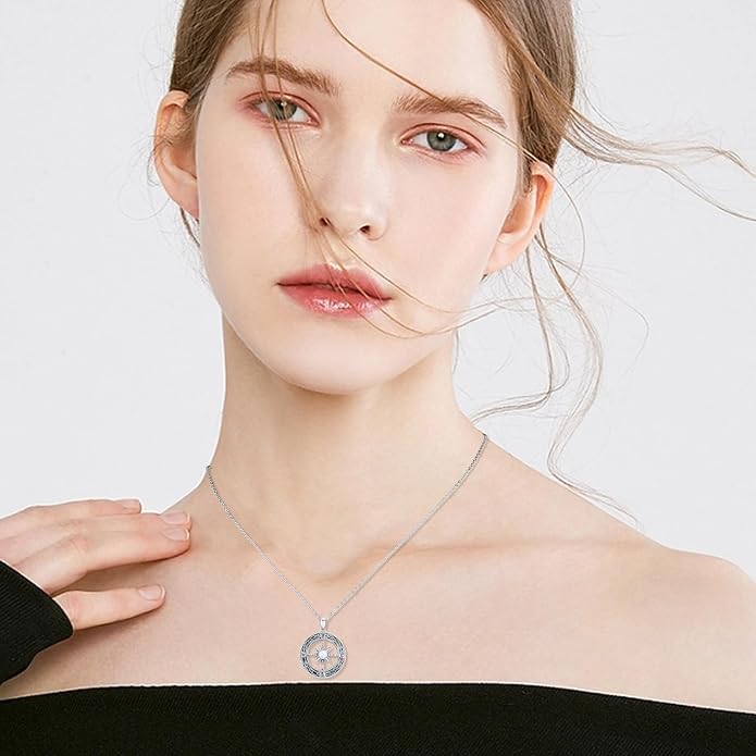 Compass Necklace for Women Graduation Gifts 925 Sterling Silver Celtic Knot Compass Pendant Graduation Jewelry Inspirational Travel Gifts for Women