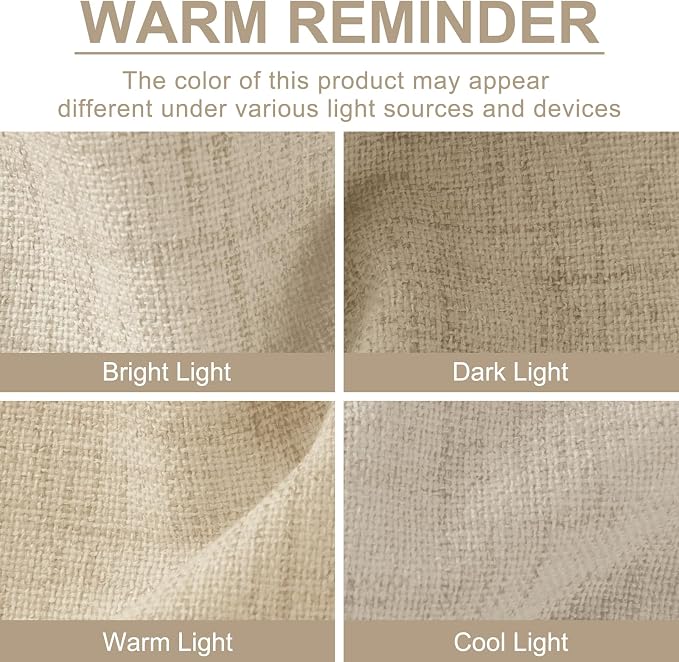 100% Blackout Shield Linen Blackout Curtains for Bedroom 102 Inches Long, Back Tab/Rod Pocket Living Room Drapes, Thermal Insulated Blackout Curtains 2 Panels Set, 50" W x 102" L, NaturalFlax