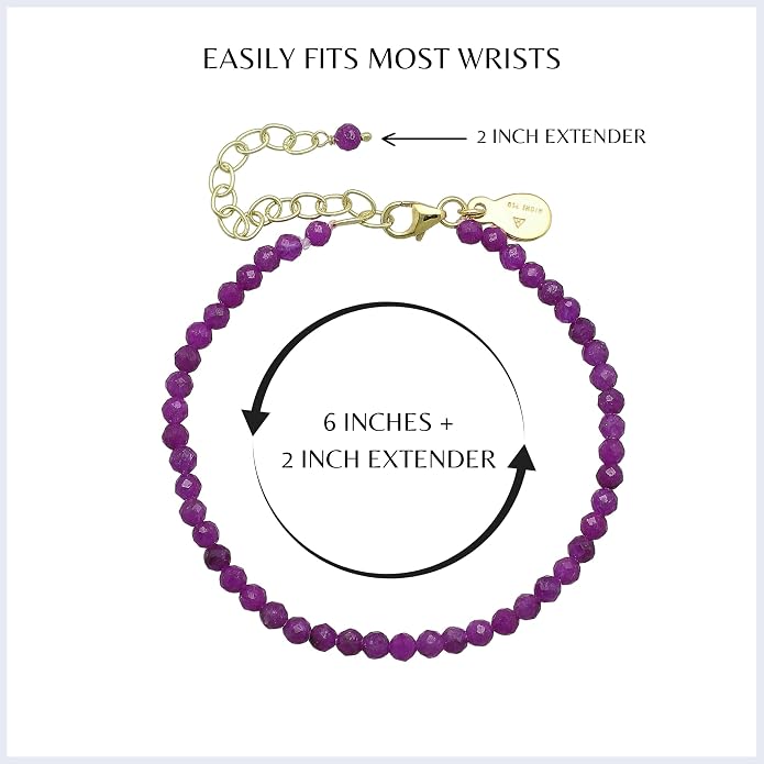 Faceted Bracelet for Women, Certified 925 Sterling Silver with 18K Gold Vermeil Healing Crystal Bracelets for Women - Crystals and Healing Stone Bracelet Women Jewelry for Gift