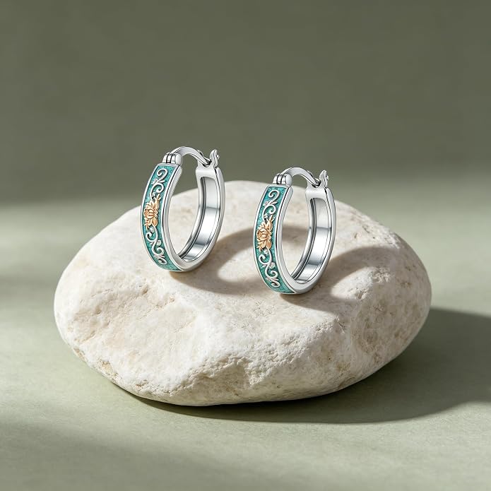 Opal/Turquoise Huggie Earrings 925 Sterling Silver Opal/Turquoise Small Animal Huggie Hoop Earrings Animal Huggies Earring Jewelry Gifts for Women Mom Her