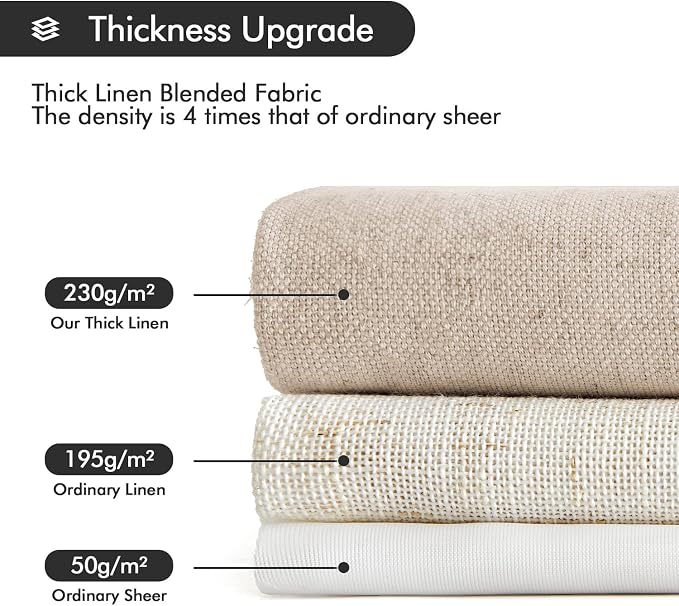 MIULEE Non-See-Through Privacy Linen Curtains 52W x 84L Inch Beige | 2 Panels, Light Filtering, Semi Sheer Window Curtains, Farmhouse Textured, Back Tab Drapes for Bedroom Living Room