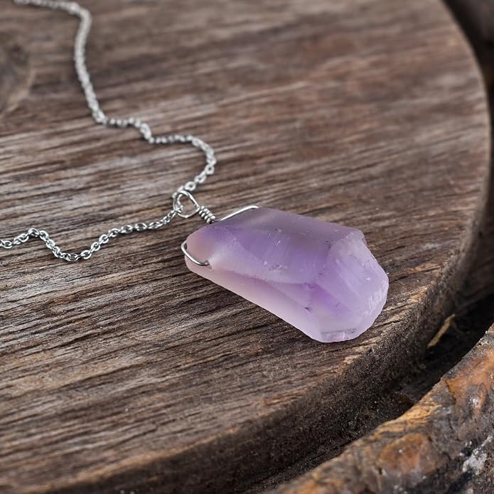 Natural Gemstone Pendant Necklace for Women Handmade Birthstone Healing Crystal Jewelry Chain 20" Stone Birthday Christmas Wedding Gifts for Her