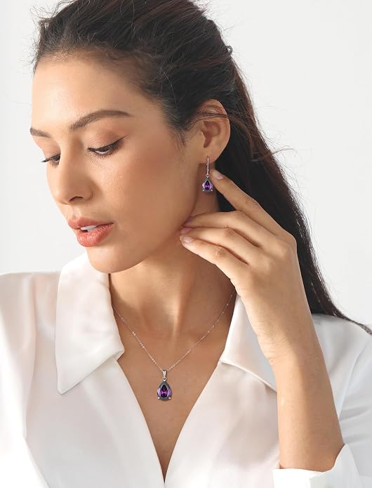 YL Solitaire Dangle Drop Earrings Teardrop Leverback Earrings Brass 8X12 MM Birthstone Jewelry for Women