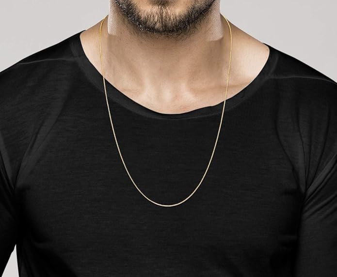 Miabella Italian 925 Sterling Silver or 18K Gold Plated 925 Sterling Silver Thin 1mm Box Chain Necklace for Women, Made in Italy