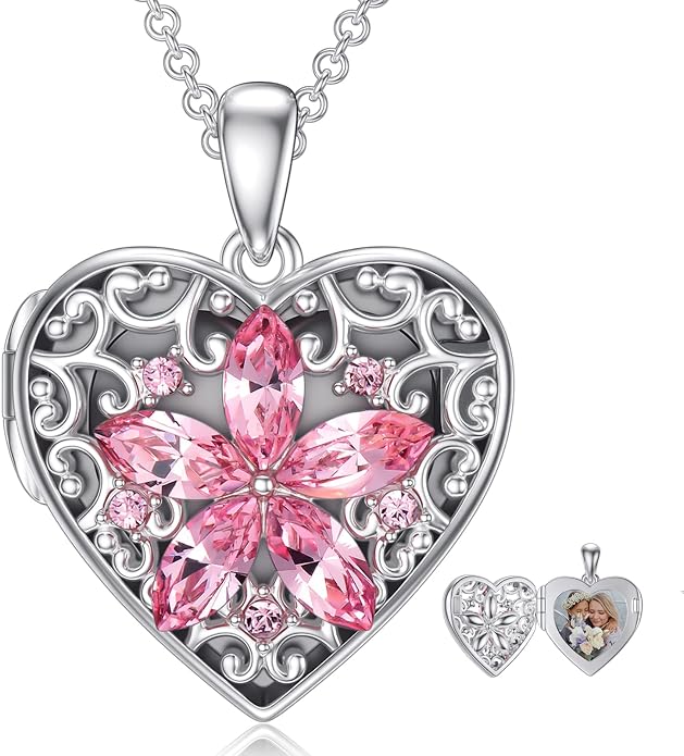 Dorunmo Personalized Locket Necklace 925 Sterling Silver that Holds Pictures Butterfly Birthstone Photo Heart Locket Custom Jewelry Congratulations New Beginnings New Job Gifts for Women
