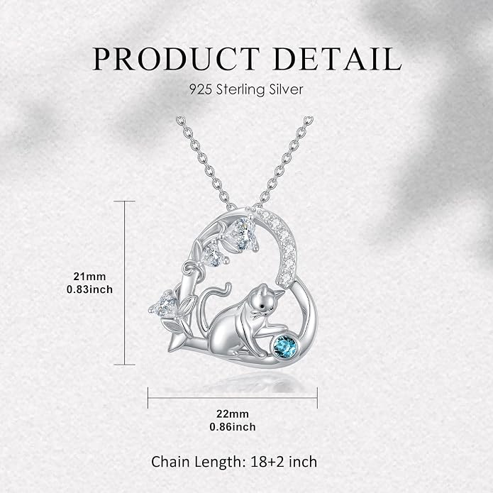 PELOVNY Teddy Bear Necklace for Women 925 Sterling Silver Bear/Highland Cow/Fox/Cat/Axolotl Birthstone Necklace Christmas Birthday Jewelry Gifts for Mom Daughter Wife Sister