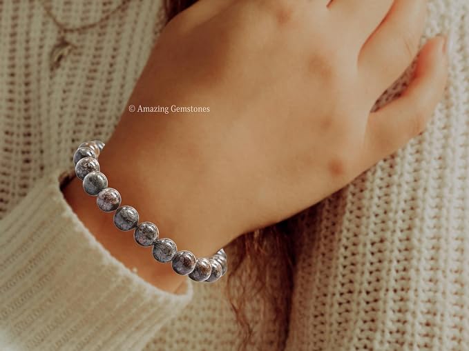 Amazing Gemstone Brown Snowflake Obsidian Bracelet for Women Men's Gifts - Protection Healing Crystal Bracelet - 8mm Gemstone Beaded Adjustable Bracelet Pulseras para Hombres Mujer Stocking Stuffers