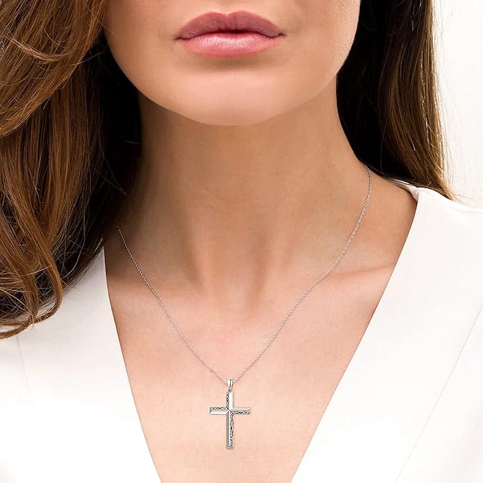 PRAYMOS Cross Necklace for Women Men, 925 Sterling Silver Simple Dainty Cross Necklace, Christian Religious Jewelry, Mothers Day Fathers Day Anniversary Birthday Gift
