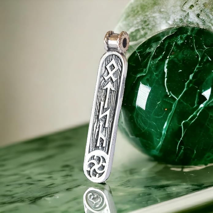 Viking Rune Formula Pendant Necklace for Men Women - 925 Sterling Silver - Norse Nordic Celtic Jewelry - Runes Protection Amulet - Matching Necklaces for Couples - Handmade