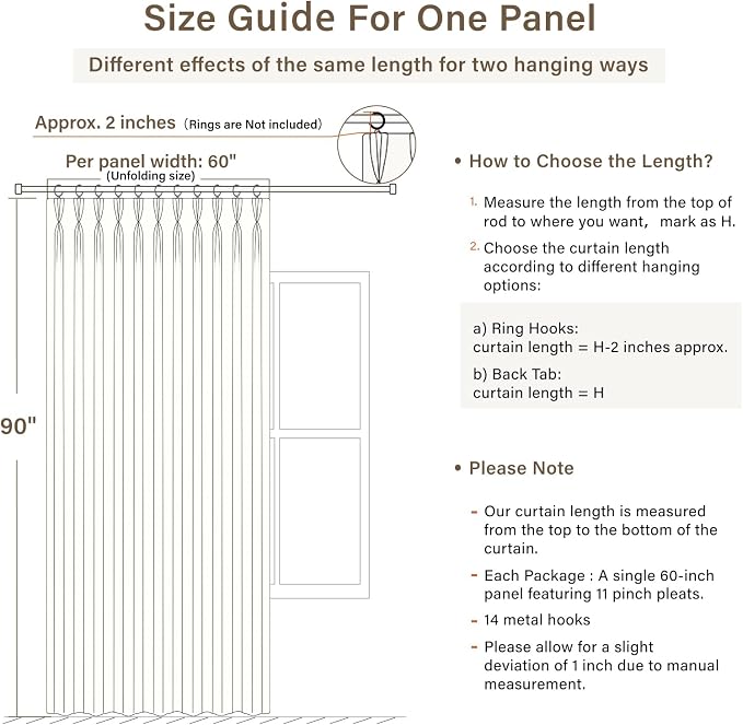CAPALOCA Pinch Pleated Curtains Blackout, Linen Blackout Curtains 102 inches Long for Bedroom, Thermal Insulated Pinch Pleated Drapes for Living Room, 60" W x 102" L (Pack of 1),Natural Linen