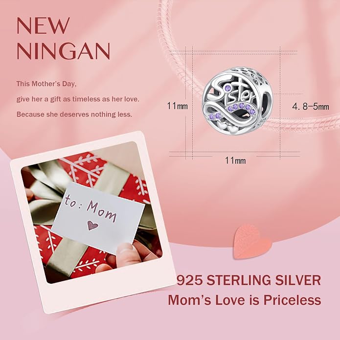 NINGAN 925 Sterling Silver Charm Golden Love Charm Buckle Safety Chain Travel Bead Firefly Dragonfly Pendant, Suitable for Women Bracelet and Necklace as Gift from Mom and Friends