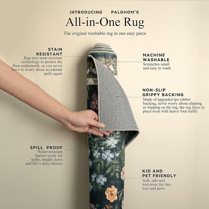Washable Kitchen Rug Runners for Hallways: 2'x6' Runner Rugs with Non Slip Backing Low Pile Soft Indoor Floor Carpet Runner for Entryway Hallway Laundry Room Bedroom Living Room
