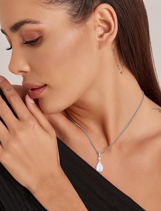 Birthstone Necklace for Women Teardrop Necklace S925 Sterling Silver Infinity Love Pendant for Mom Women