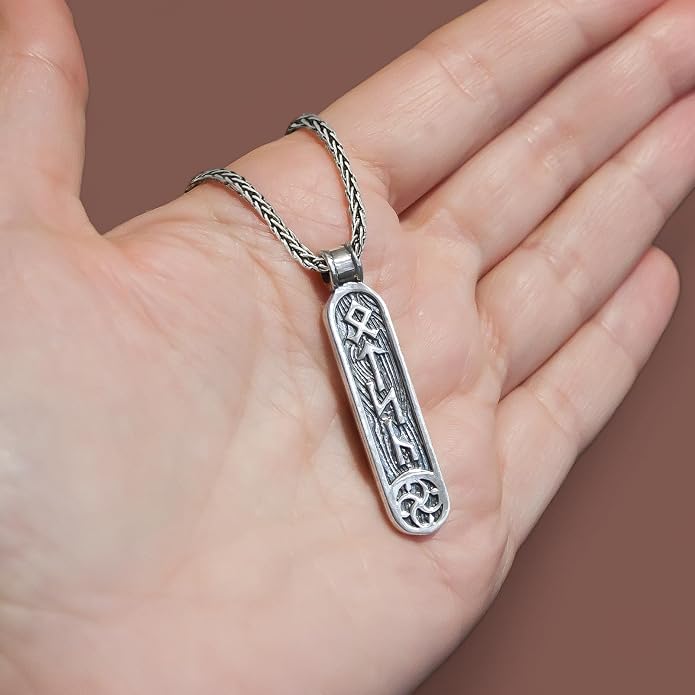 Viking Rune Formula Pendant Necklace for Men Women - 925 Sterling Silver - Norse Nordic Celtic Jewelry - Runes Protection Amulet - Matching Necklaces for Couples - Handmade