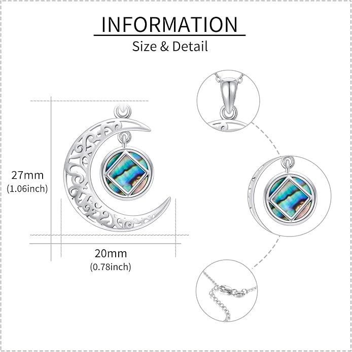 Sobriety Alcoholics Anonymous Necklace Sterling Silver AA Thors Hammer/Moon Pendant Recovery Symbol Jewelry for Women Her