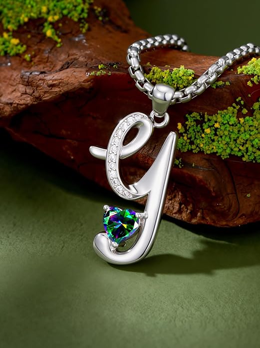 Birthday Gifts for Women Alphabet A to Z Initial Birthstone Pendant Necklaces for Women - 18k White Gold Plated Personalized Name Jewelry Anniversary Graduation Gifts for Wife Her Daughter Girlfriend(with Gift Box)
