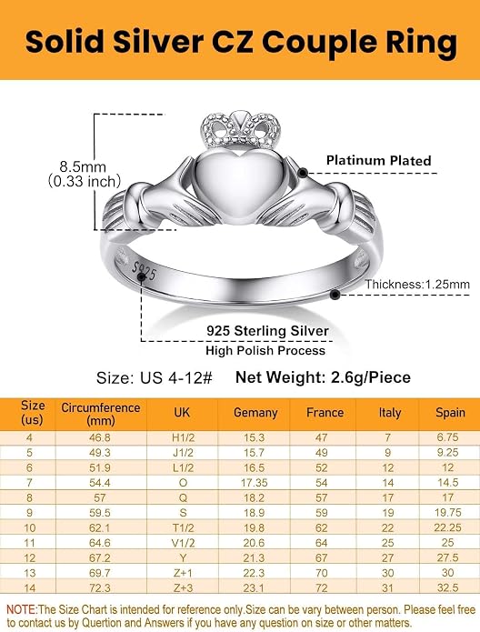 Bestyle 925 Sterling Silver Ring for Women, Minimalist Claddagh Ring Celtic Knot Ring for Women, Irish Promise Wedding Band, Gold/Rose Gold Vermeil Women Band Ring, Stackable, Gift for Her