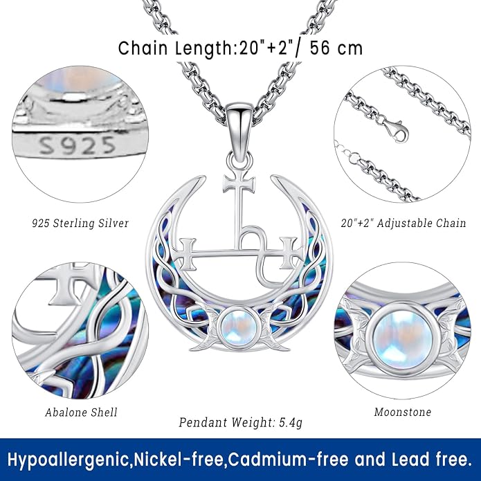 Witchy Jewelry for Women Men Nudo De Bruja Plata 925 Original Witches Knot Necklace Tetragrammaton Hecate Necklace Lilith Necklace Pentagram Necklace Cat Necklace Triple Moon Goddess Pendant Necklace