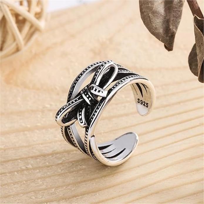 925 Sterling Silver Ring Minimalist Adjustable Rings Band Handmade Rings for Women Girls