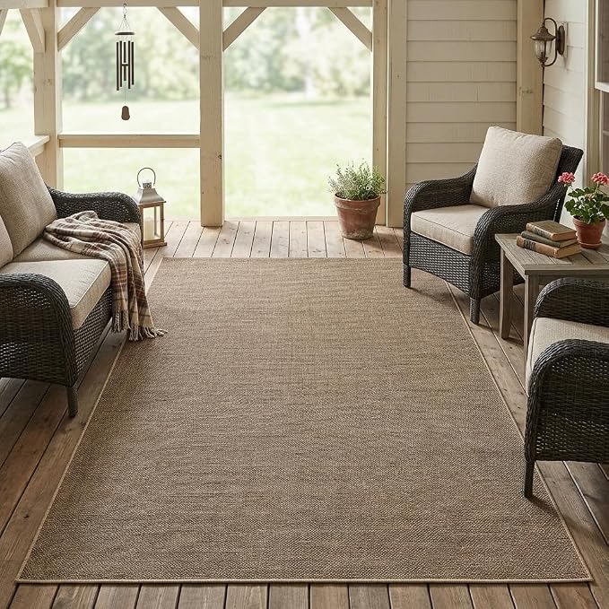 GarveeHome Neutral Easy Jute Rug 3x5 Modern Solid Washable Bedroom Rug | Indoor Small Non Slip Dining Room Throw Carpet Entryway Easy Jute Rugs for Nursery Kitchen Living Room Backyard, Brown