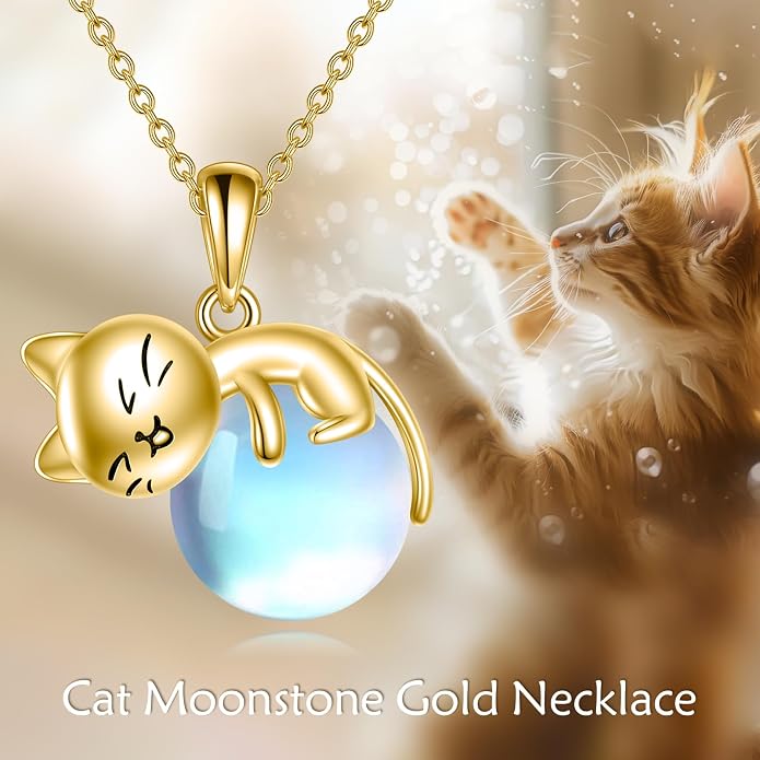 Cat Necklace Sterling Silver Cat Zircon Pendant Gothic Jewelry for Women Animal Lovers Gifts