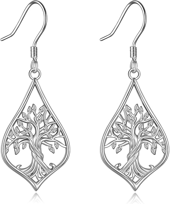 WINNICACA Sterling Silver Dangle Drop Earrings for Women Mom Flower Leverback Earrings Jewelry Christmas Anniversary Birthday Gifts