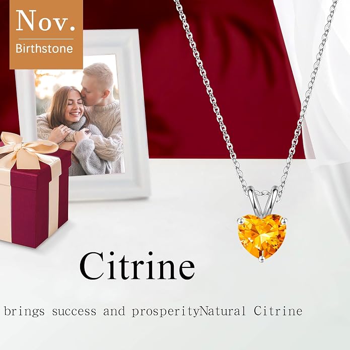 SMILEST Dainty Heart Birthstone Necklace for Women, 925 Sterling Silver Necklace Sparkling Heart Pendant, Anniversary Birthday Gifts for Women Mom Wife Daughter Girlfriend Grandma