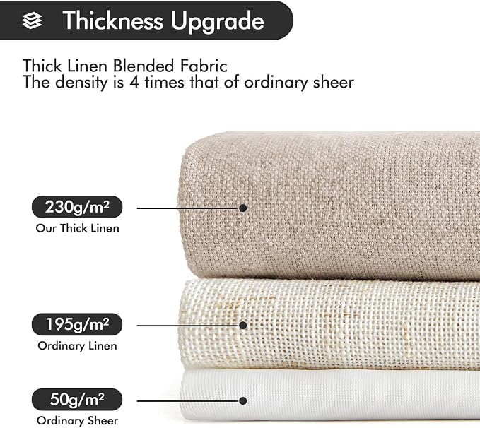 MIULEE Non-See-Through Privacy Linen Curtains 52W x 63L Inch Burlywood | 2 Panels, Light Filtering, Semi Sheer Window Curtains, Farmhouse Textured, Back Tab Drapes for Bedroom Living Room