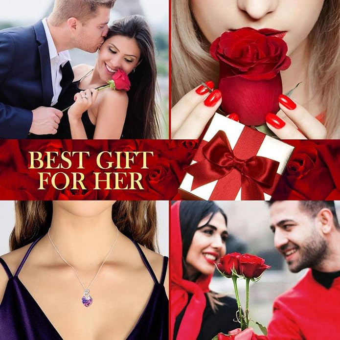 14K White Gold Plated Heart Crystal Necklace for Women, Gift Packaging Included for Your Special Her, Hypoallergenic for Sensitive Skin