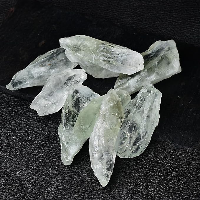 Erliway 0.22 lbs Green Quartz Crystals Bulk, 2.36-3.94" Raw Green Quartz Crystal Wands, Irregular Shape Rough Quartz Crystal Points for Meditation Yoga Reiki Balancing Wire Wrapping
