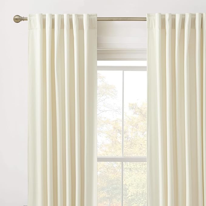 RYB Home Cream White Velvet Curtains 84 inches - Smooth Plush Privacy Blackout Window Treatment Luxury Decoration for Kitchen French Door, W42 x L84, 2 Pieces