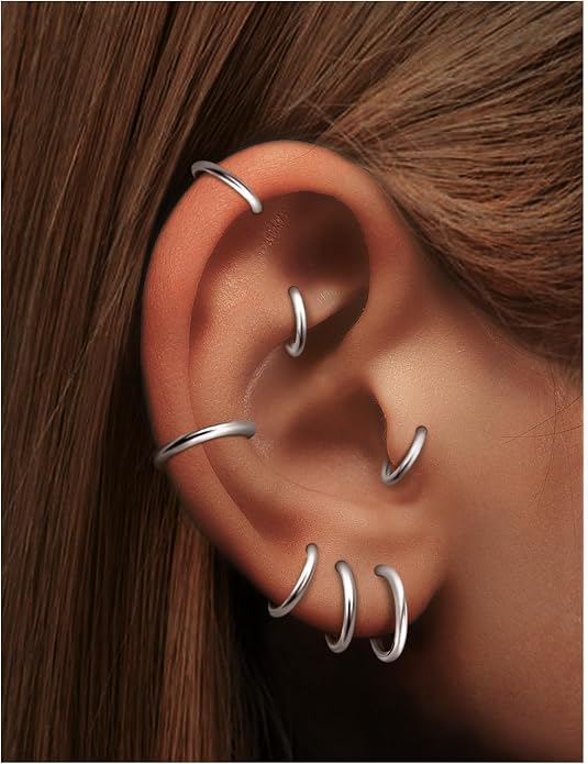 20G 18G 16G 14G 12G 10G 8G 6G 4G 2G Nose Rings Hoops Astm F136 Titanium Clicker Septum Lip Ring Tragus Helix Daith Rook Conch Snug Cartilage Lobe Earrings Hoop Piercing Jewelry For Women Men