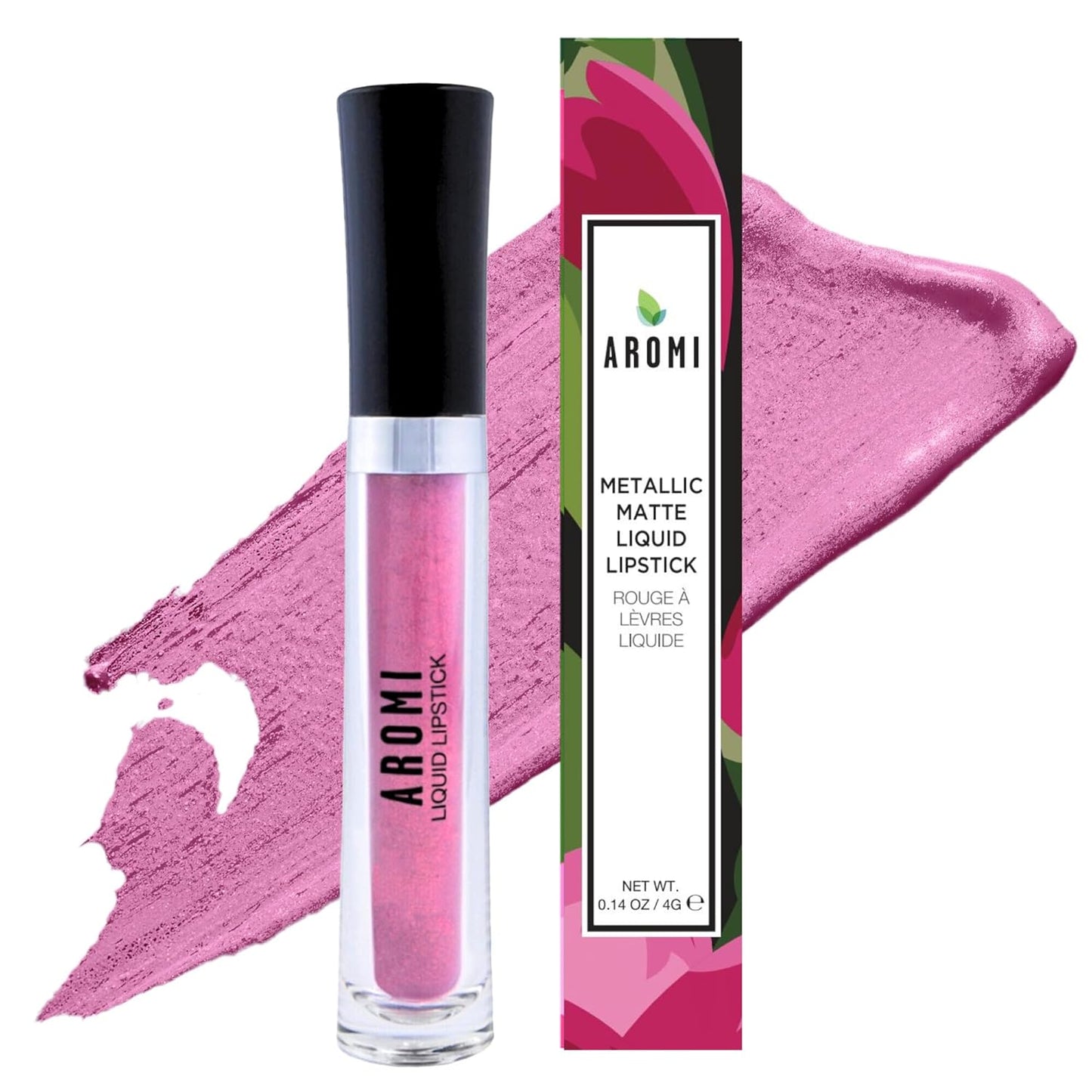Aromi Metallic Liquid Lipstick | Long-Lasting, Light Pink Lip Color with Shimmery Finish, Vegan & Cruelty-free, Waterproof (Cotton Candy)