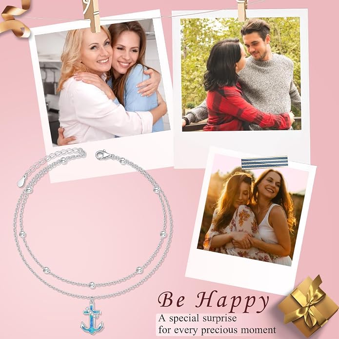 S925 Sterling Silver Ankle Bracelets Butterfly/Evil Eye/Anchor/infinity/Beach Anklet for Women Opal Moonstone Foot Chain Beach Jewelry