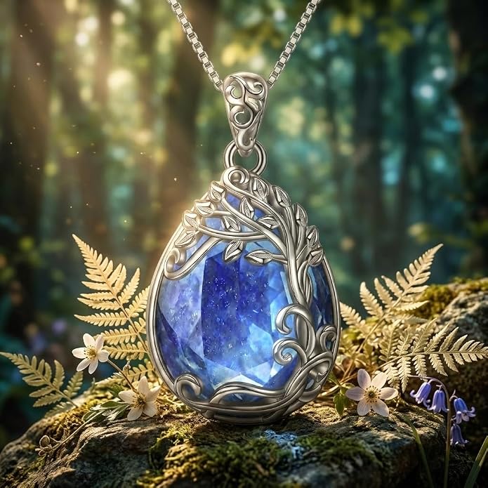 Teardrop Moonstone Necklace for Women Tree of Life/Filigree Birthstone Pendant Necklace Jewelry