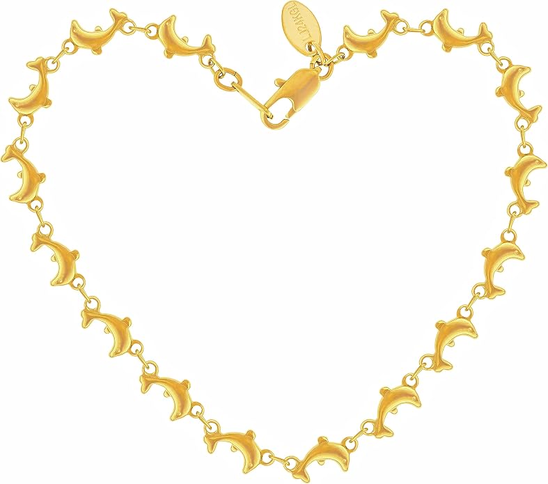 LIFETIME JEWELRY Womens Gold Anklet Dolphin Chain Ankle Bracelet 24k Real Gold Plated