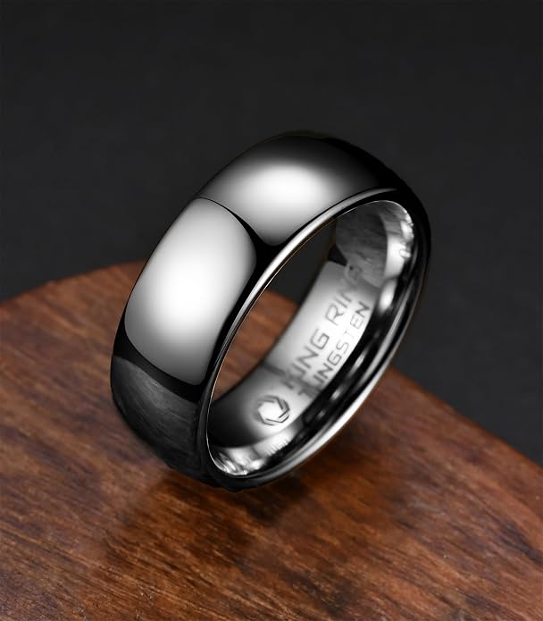 King Ring Tungsten 4/6/8mm Rings – Super Polished Wedding Bands – Designed in USA